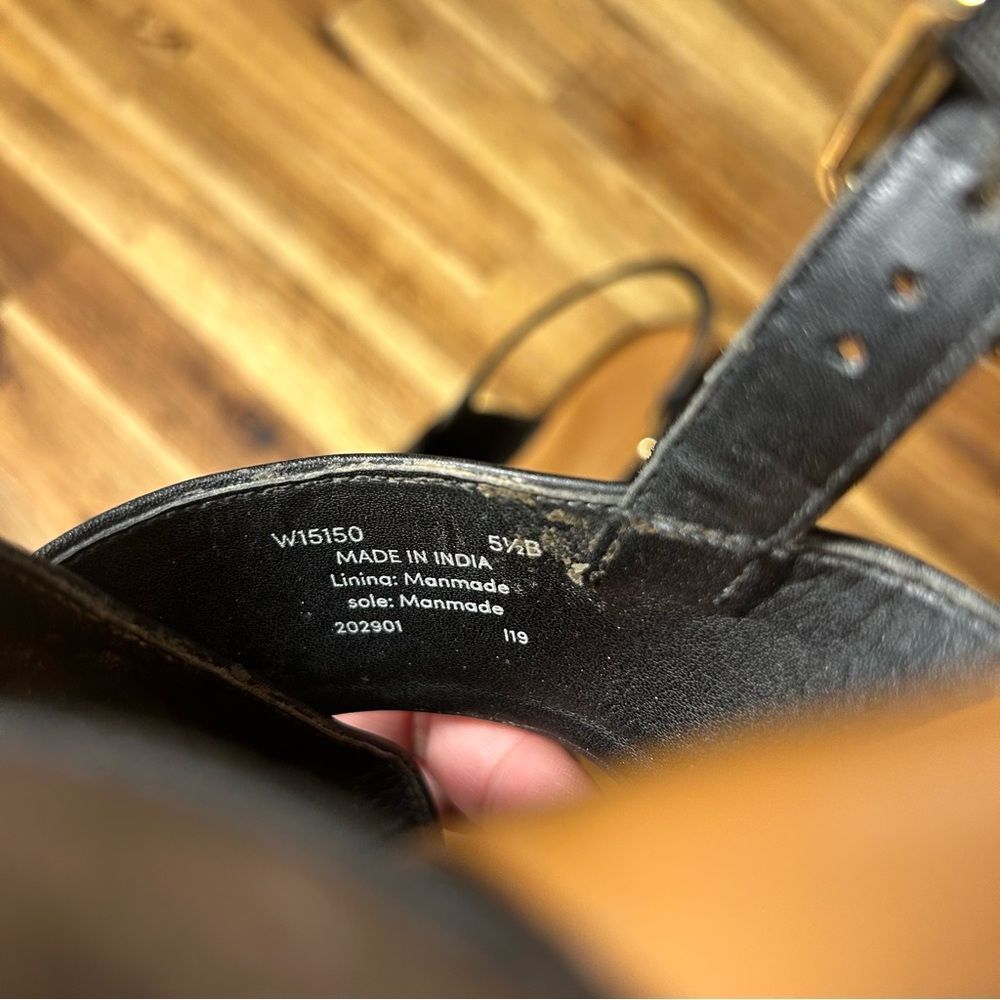 Cole Haan Fernanda Grand Flat Black Leather Sandals Size 5.5 - Picture 12 of 14